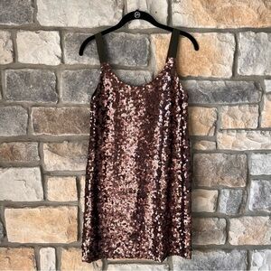 Theory Sequin Dress in Bronze and Black